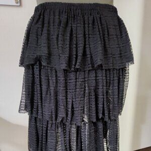 Free People Intimatley Let's Go Girls  Fairy Tiered Lace Ruffle Maxi Skirt M
